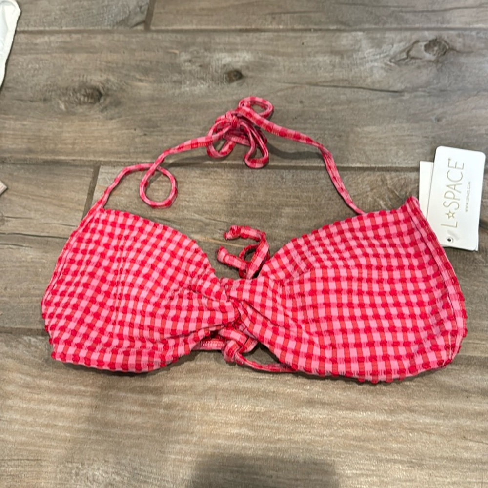 LSpace size large checkered bikini top